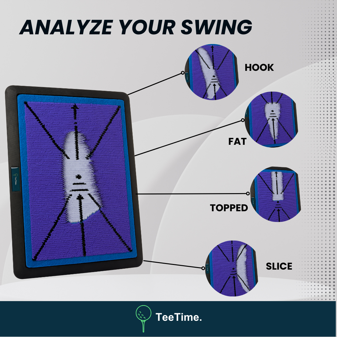 TeeTime Golf Practice Mat - Patent Pending - Versatile Swing Trainer with Interchangeable Surfaces, Dual-Tone Sequin Design - Ideal for Indoor/Outdoor Golf Training - Includes Carry Clip