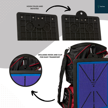 TeeTime Golf Practice Mat - Patent Pending - Versatile Swing Trainer with Interchangeable Surfaces, Dual-Tone Sequin Design - Ideal for Indoor/Outdoor Golf Training - Includes Carry Clip