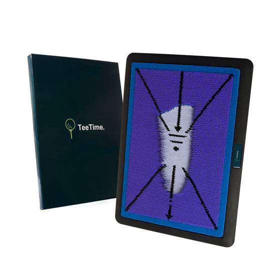 TeeTime Golf Practice Mat - Patent Pending - Versatile Swing Trainer with Interchangeable Surfaces, Dual-Tone Sequin Design - Ideal for Indoor/Outdoor Golf Training - Includes Carry Clip