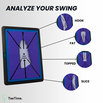 TeeTime Golf Practice Mat - Patent Pending - Versatile Swing Trainer with Interchangeable Surfaces, Dual-Tone Sequin Design - Ideal for Indoor/Outdoor Golf Training - Includes Carry Clip
